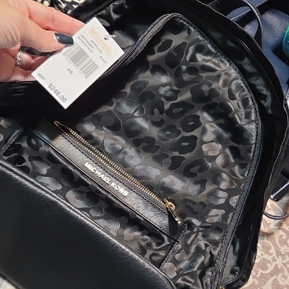 Michael Kors Black Leopard Print Backpack